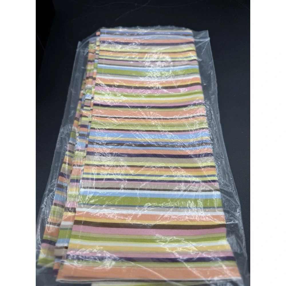 🌞 Longaberger Set of 2 Summertime Stripe Napkins NIP 🍋 New in Package 🧺